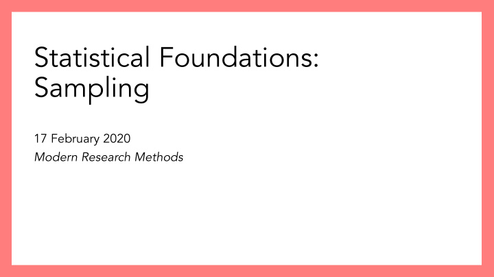 statistical foundations sampling
