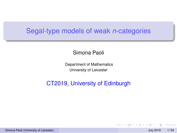 segal type models of weak n categories