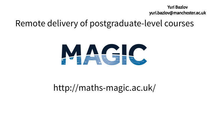 remote delivery of postgraduate level courses http maths
