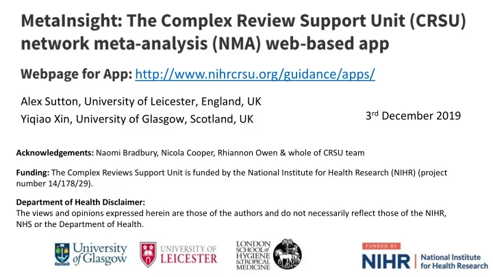 http nihrcrsu org guidance apps