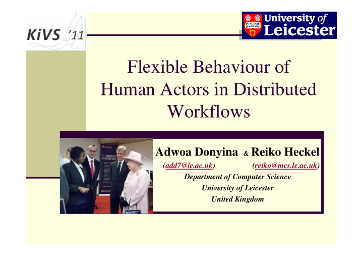 flexible behaviour of human actors in distributed