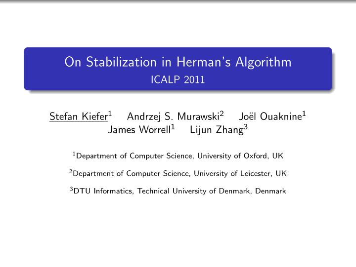 on stabilization in herman s algorithm