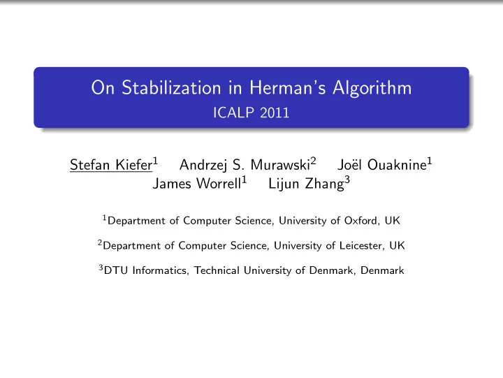 on stabilization in herman s algorithm