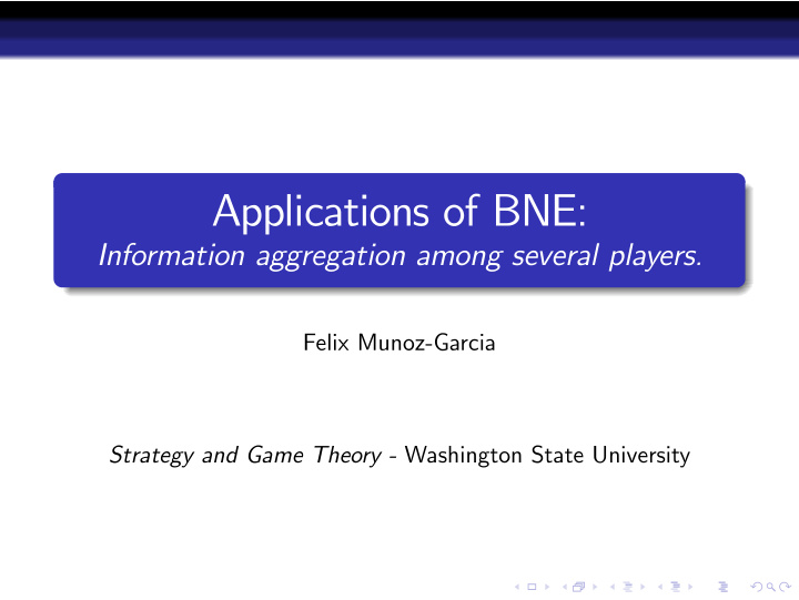 applications of bne