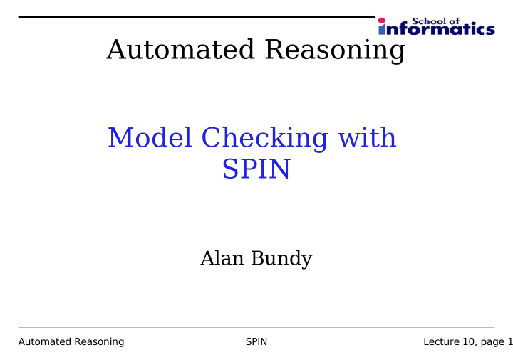 automated reasoning model checking with spin