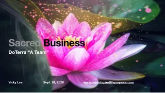 Sacred Business  DoTerra A Team  Vicky Lee                        Sept. 28, 2020