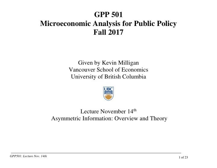 gpp 501 microeconomic analysis for public policy fall 2017