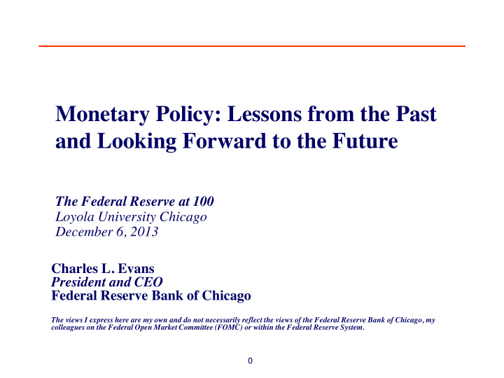 monetary policy lessons from the past and looking forward