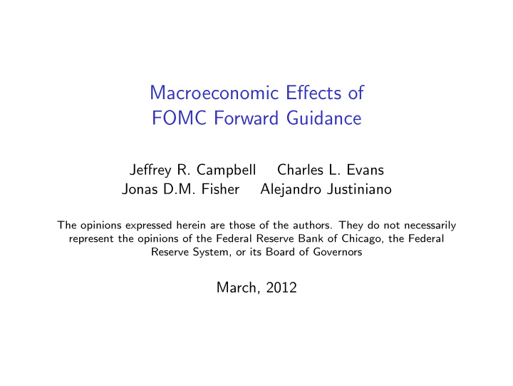 macroeconomic effects of fomc forward guidance
