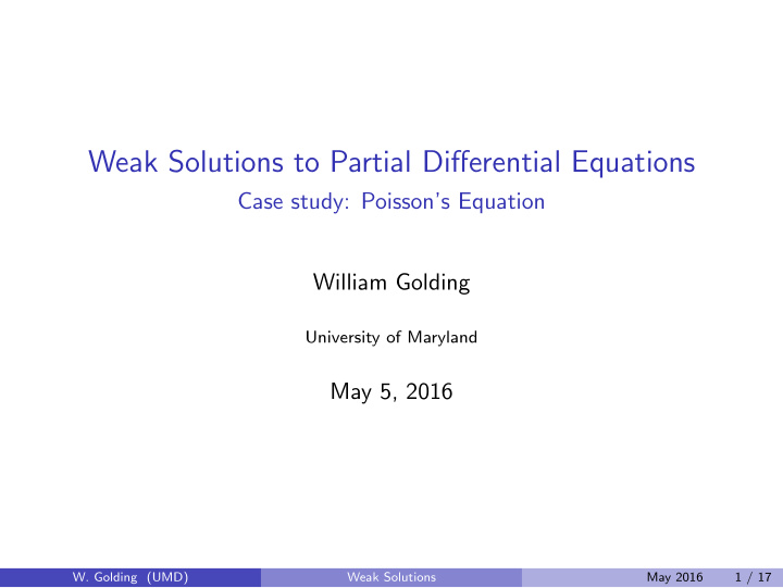 weak solutions to partial differential equations