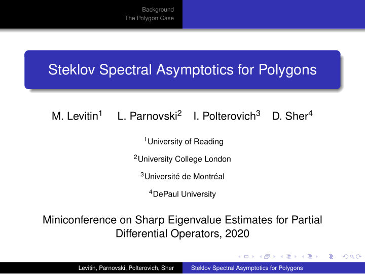 steklov spectral asymptotics for polygons