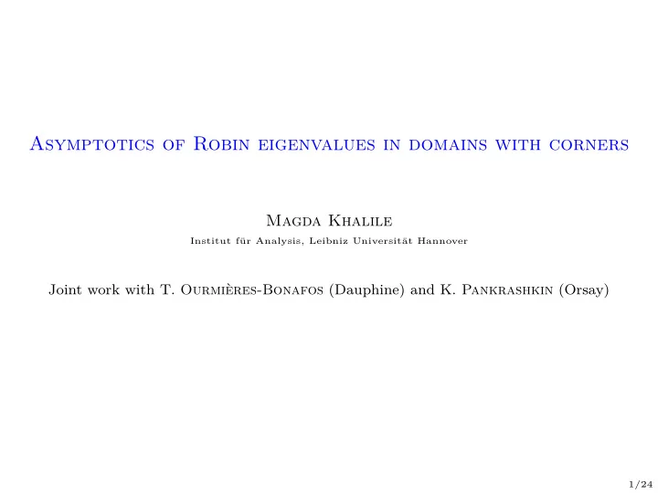 asymptotics of robin eigenvalues in domains with corners