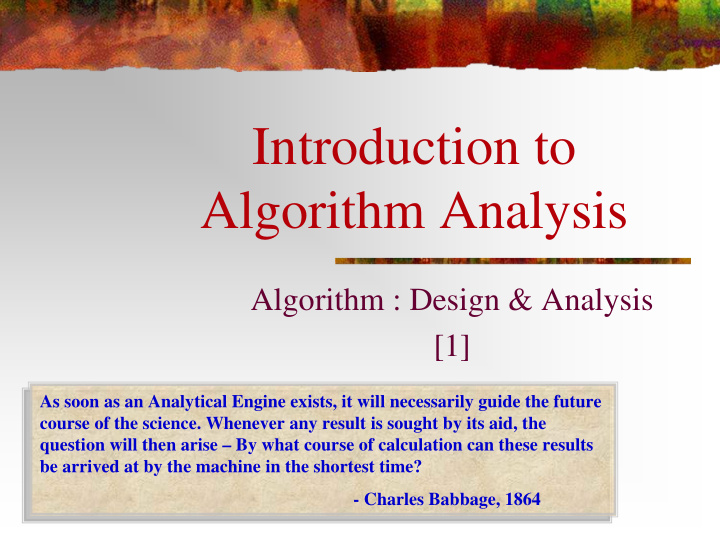 introduction to algorithm analysis