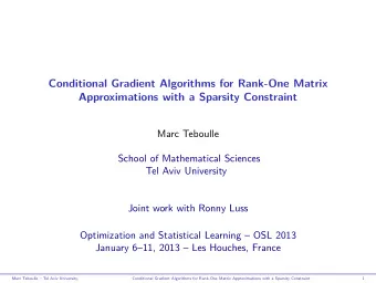 Conditional Gradient Algorithms for Rank-One Matrix  Approximations with a Sparsity Constraint