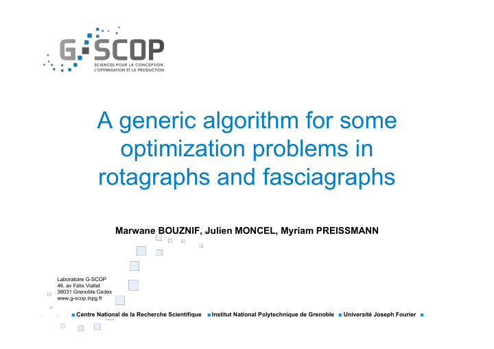 a generic algorithm for some optimization problems in