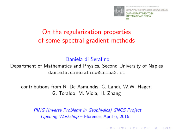 on the regularization properties of some spectral