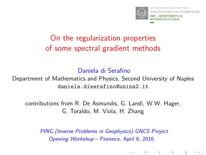 on the regularization properties of some spectral
