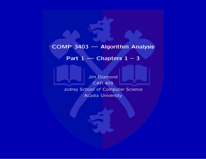 comp 3403 algorithm analysis part 1 chapters 1 3