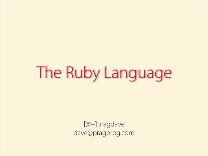 the ruby language