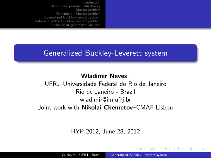 generalized buckley leverett system