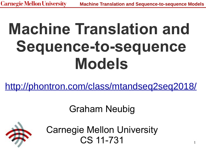 machine translation and sequence to sequence models