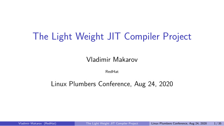 the light weight jit compiler project