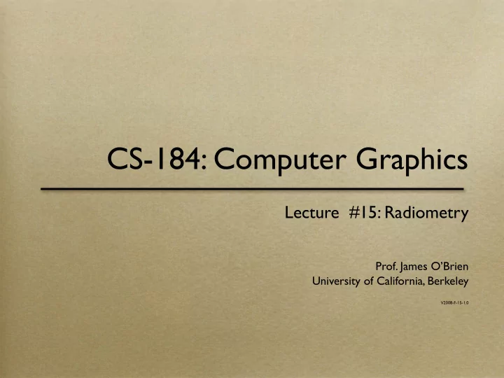 cs 184 computer graphics