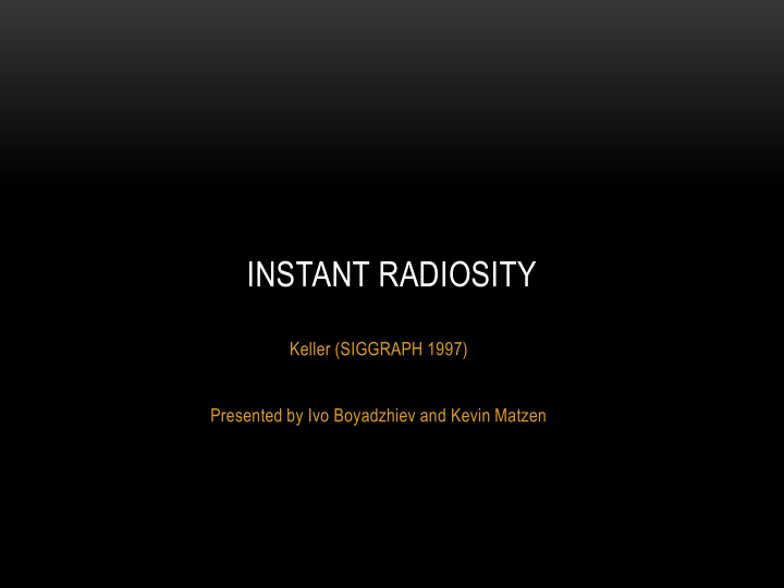 instant radiosity