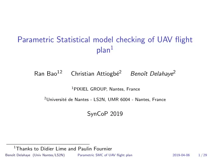 parametric statistical model checking of uav flight