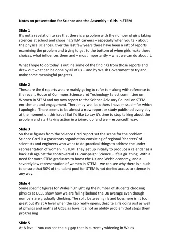 Notes  on  presentation  for  Science  and  the  Assembly    Girls