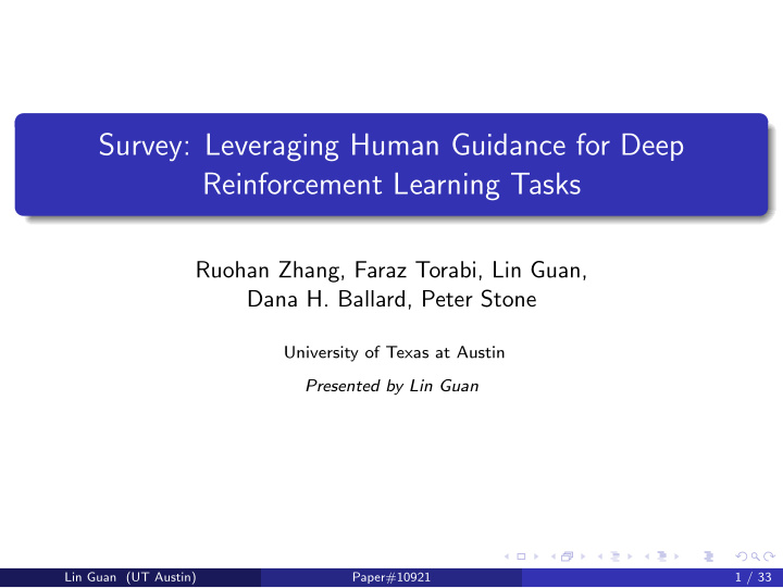 survey leveraging human guidance for deep reinforcement