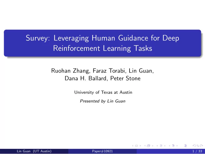 survey leveraging human guidance for deep reinforcement