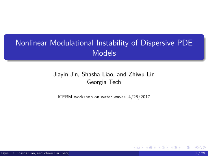 nonlinear modulational instability of dispersive pde