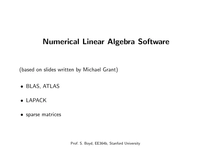 numerical linear algebra software