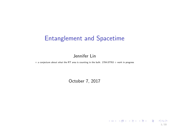 entanglement and spacetime