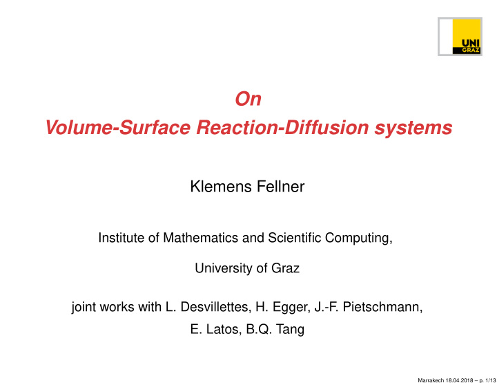 on volume surface reaction diffusion systems