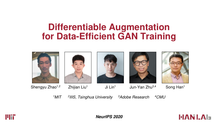 for data efficient gan training