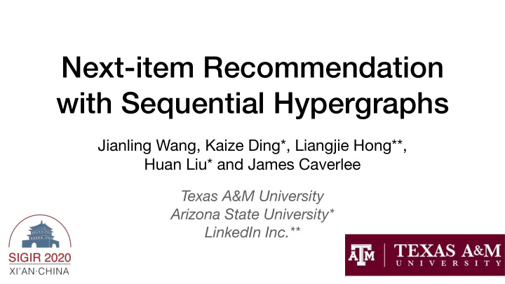 next item recommendation with sequential hypergraphs