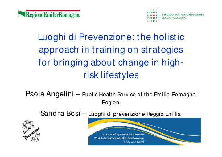 luoghi di prevenzione the holistic approach in training
