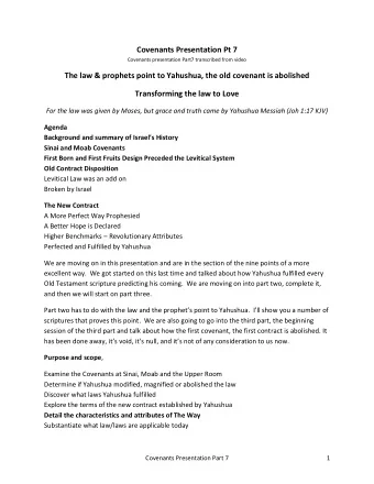 Covenants Presentation Pt 7  Covenants presentation Part7 transcribed from video  The law &amp;