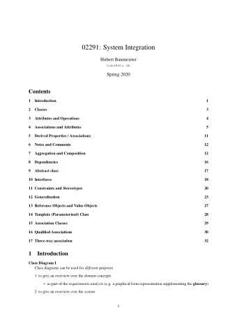 02291: System Integration  Hubert Baumeister  huba@dtu.dk  Spring 2020  Contents  1  Introduction