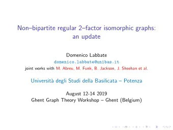 Nonbipartite regular 2factor isomorphic graphs:  an update  Domenico Labbate