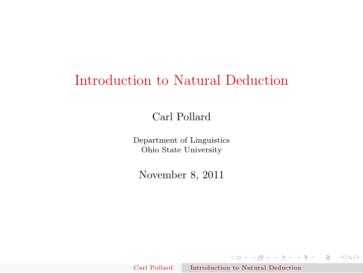 introduction to natural deduction