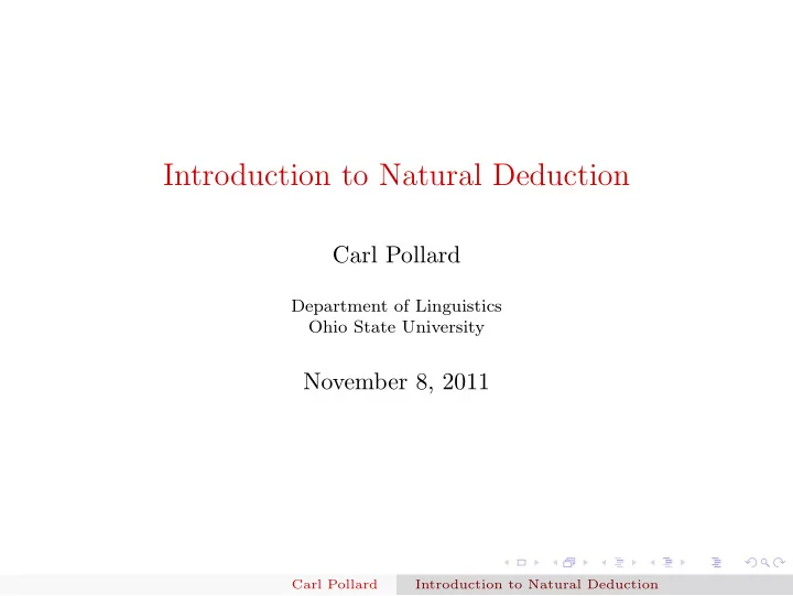 introduction to natural deduction