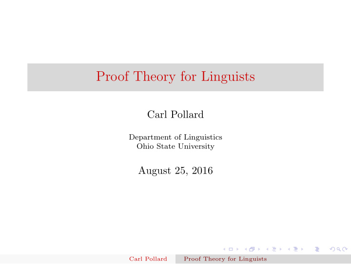 proof theory for linguists