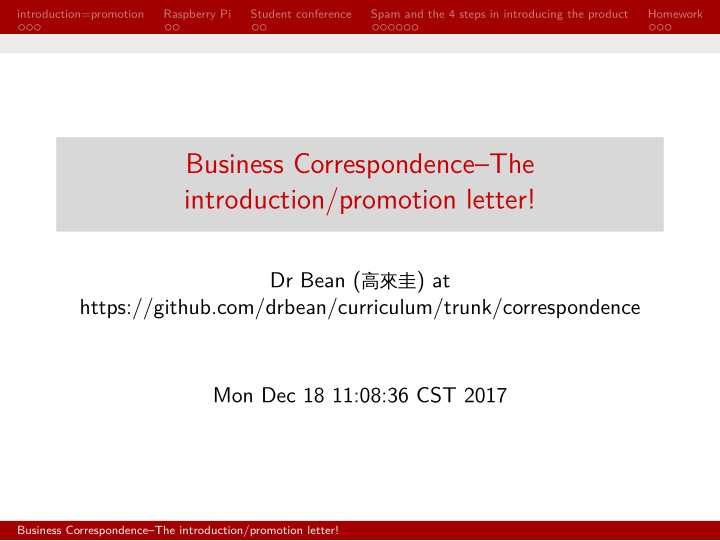 business correspondence the introduction promotion letter