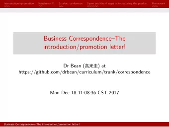 Business CorrespondenceThe  introduction/promotion letter!