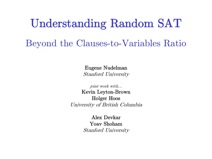understanding random sat understanding random sat