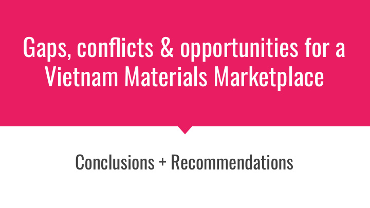 gaps conflicts opportunities for a vietnam materials