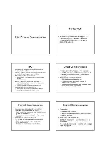 Introduction   Traditionally describe mechanism for  Inter Process Communication  message